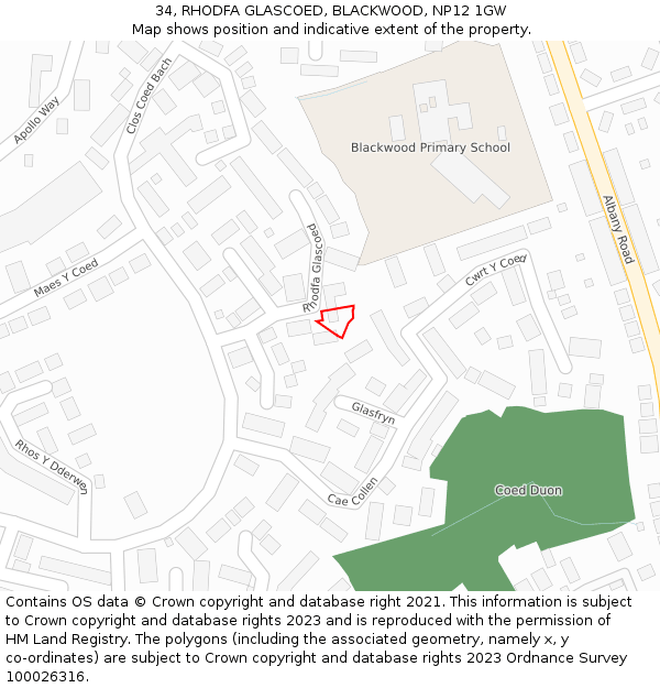 34, RHODFA GLASCOED, BLACKWOOD, NP12 1GW: Location map and indicative extent of plot