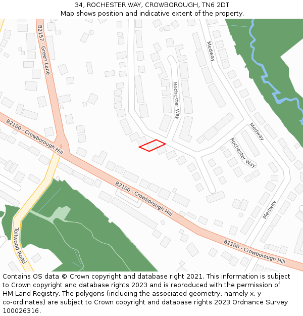 34, ROCHESTER WAY, CROWBOROUGH, TN6 2DT: Location map and indicative extent of plot