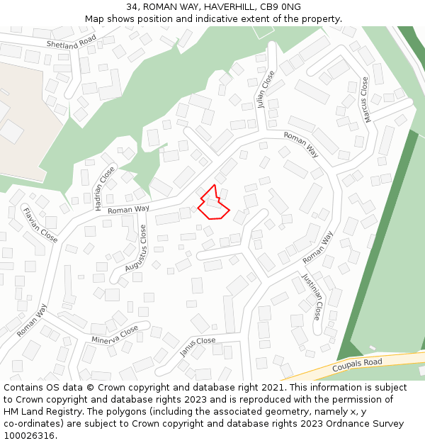 34, ROMAN WAY, HAVERHILL, CB9 0NG: Location map and indicative extent of plot