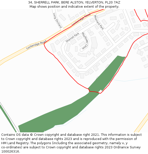 34, SHERRELL PARK, BERE ALSTON, YELVERTON, PL20 7AZ: Location map and indicative extent of plot
