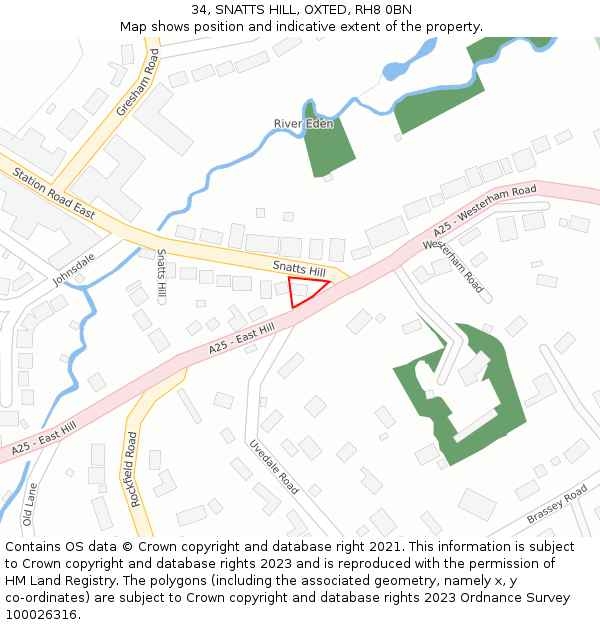 34, SNATTS HILL, OXTED, RH8 0BN: Location map and indicative extent of plot