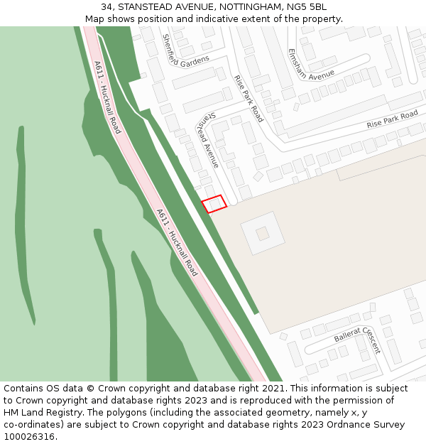 34, STANSTEAD AVENUE, NOTTINGHAM, NG5 5BL: Location map and indicative extent of plot