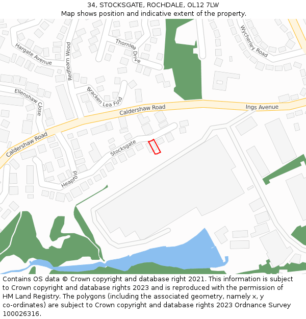 34, STOCKSGATE, ROCHDALE, OL12 7LW: Location map and indicative extent of plot