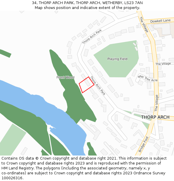 34, THORP ARCH PARK, THORP ARCH, WETHERBY, LS23 7AN: Location map and indicative extent of plot