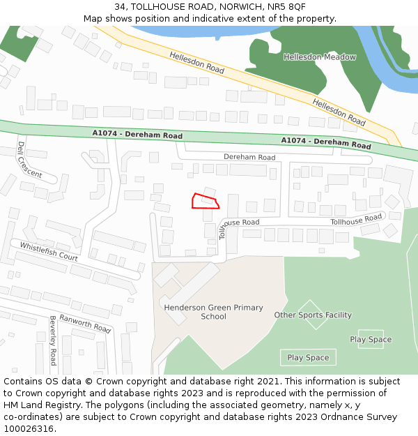 34, TOLLHOUSE ROAD, NORWICH, NR5 8QF: Location map and indicative extent of plot