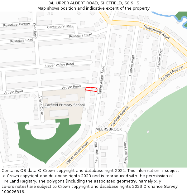 34, UPPER ALBERT ROAD, SHEFFIELD, S8 9HS: Location map and indicative extent of plot
