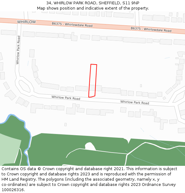 34, WHIRLOW PARK ROAD, SHEFFIELD, S11 9NP: Location map and indicative extent of plot