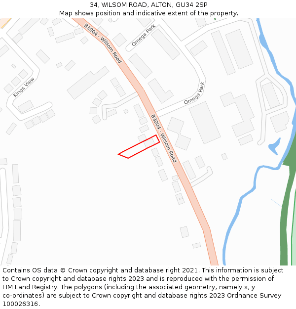 34, WILSOM ROAD, ALTON, GU34 2SP: Location map and indicative extent of plot