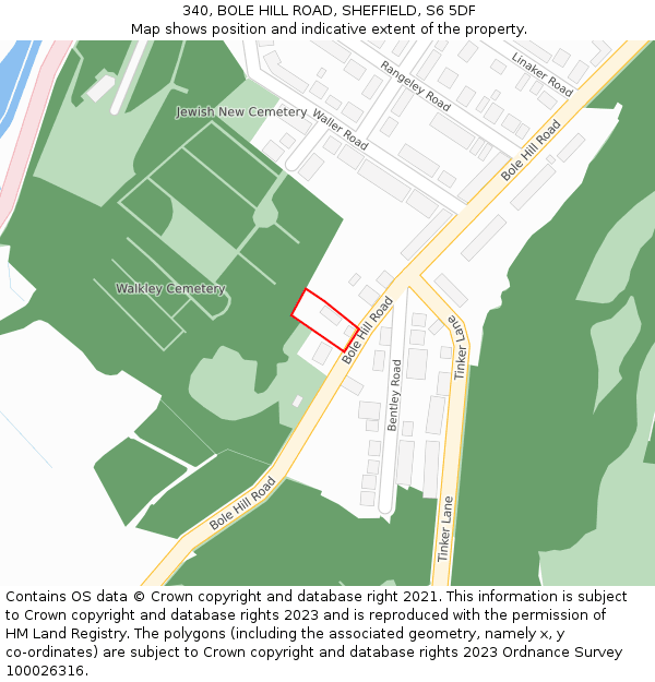 340, BOLE HILL ROAD, SHEFFIELD, S6 5DF: Location map and indicative extent of plot