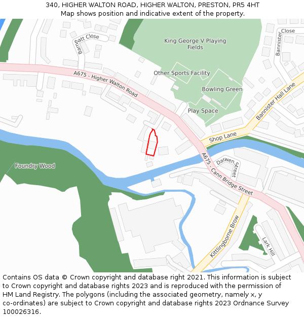 340, HIGHER WALTON ROAD, HIGHER WALTON, PRESTON, PR5 4HT: Location map and indicative extent of plot