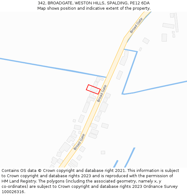342, BROADGATE, WESTON HILLS, SPALDING, PE12 6DA: Location map and indicative extent of plot