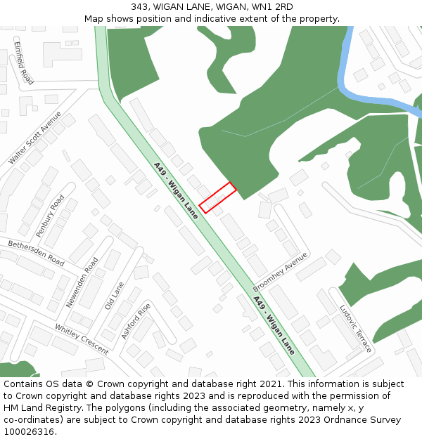 343, WIGAN LANE, WIGAN, WN1 2RD: Location map and indicative extent of plot