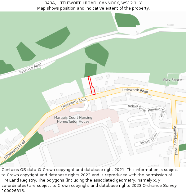 343A, LITTLEWORTH ROAD, CANNOCK, WS12 1HY: Location map and indicative extent of plot