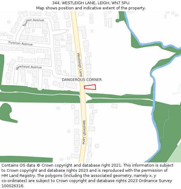 344, WESTLEIGH LANE, LEIGH, WN7 5PU: Location map and indicative extent of plot