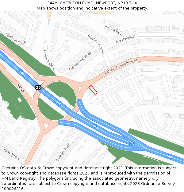 344A, CAERLEON ROAD, NEWPORT, NP19 7HX: Location map and indicative extent of plot