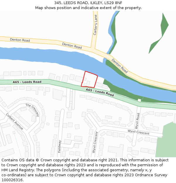 345, LEEDS ROAD, ILKLEY, LS29 8NF: Location map and indicative extent of plot