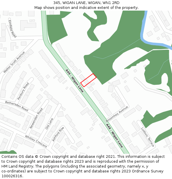 345, WIGAN LANE, WIGAN, WN1 2RD: Location map and indicative extent of plot
