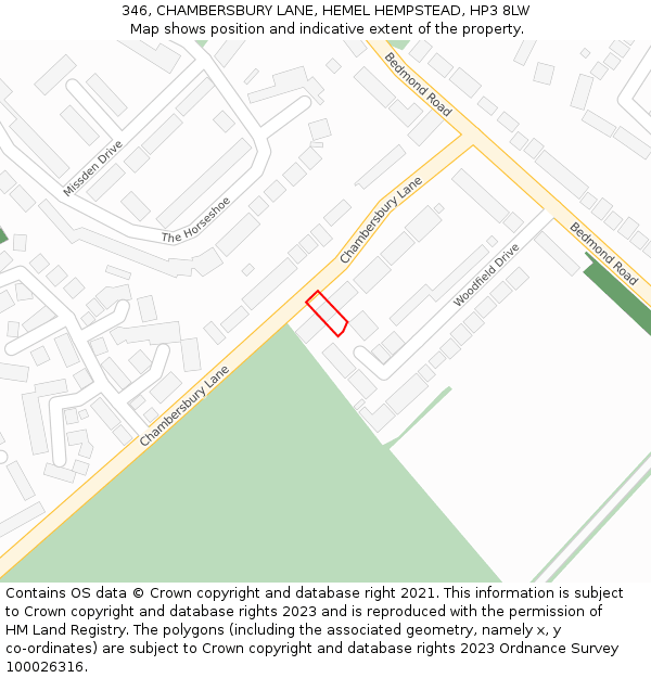 346, CHAMBERSBURY LANE, HEMEL HEMPSTEAD, HP3 8LW: Location map and indicative extent of plot