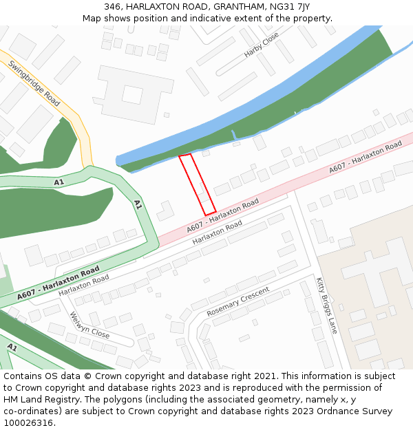 346, HARLAXTON ROAD, GRANTHAM, NG31 7JY: Location map and indicative extent of plot