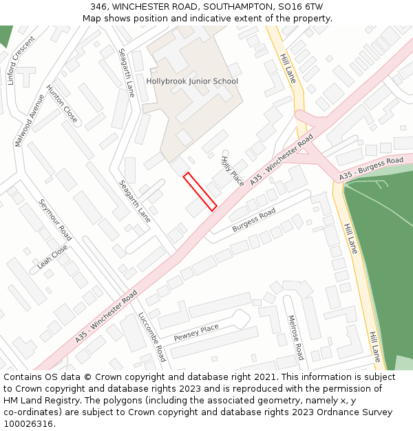 346, WINCHESTER ROAD, SOUTHAMPTON, SO16 6TW: Location map and indicative extent of plot