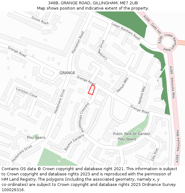 346B, GRANGE ROAD, GILLINGHAM, ME7 2UB: Location map and indicative extent of plot