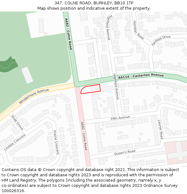 347, COLNE ROAD, BURNLEY, BB10 1TP: Location map and indicative extent of plot
