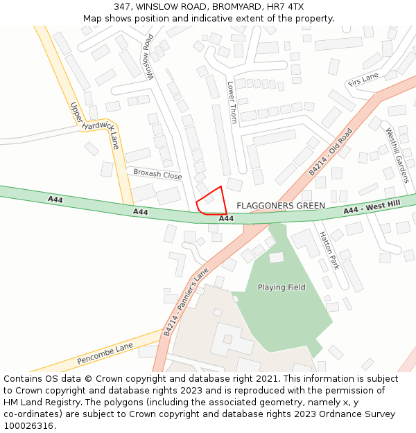 347, WINSLOW ROAD, BROMYARD, HR7 4TX: Location map and indicative extent of plot