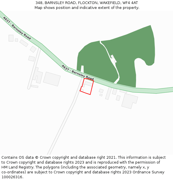 348, BARNSLEY ROAD, FLOCKTON, WAKEFIELD, WF4 4AT: Location map and indicative extent of plot