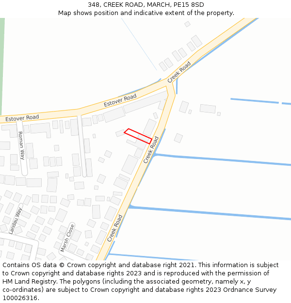 348, CREEK ROAD, MARCH, PE15 8SD: Location map and indicative extent of plot