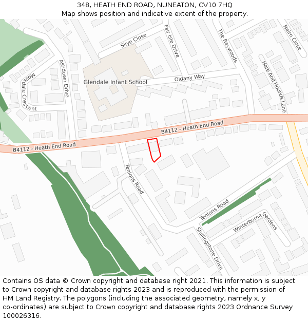 348, HEATH END ROAD, NUNEATON, CV10 7HQ: Location map and indicative extent of plot