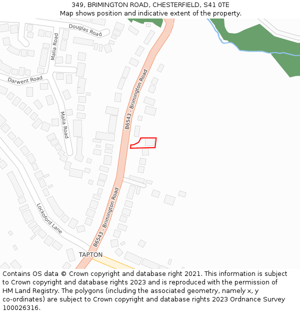 349, BRIMINGTON ROAD, CHESTERFIELD, S41 0TE: Location map and indicative extent of plot