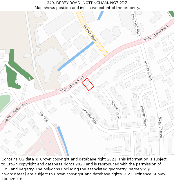 349, DERBY ROAD, NOTTINGHAM, NG7 2DZ: Location map and indicative extent of plot