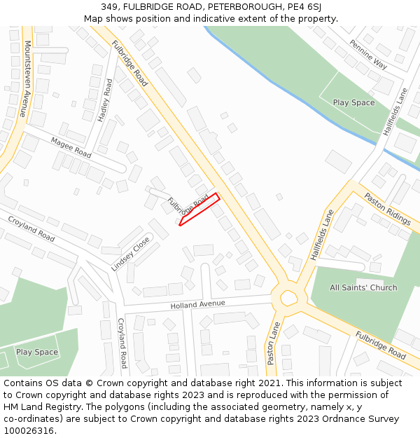 349, FULBRIDGE ROAD, PETERBOROUGH, PE4 6SJ: Location map and indicative extent of plot