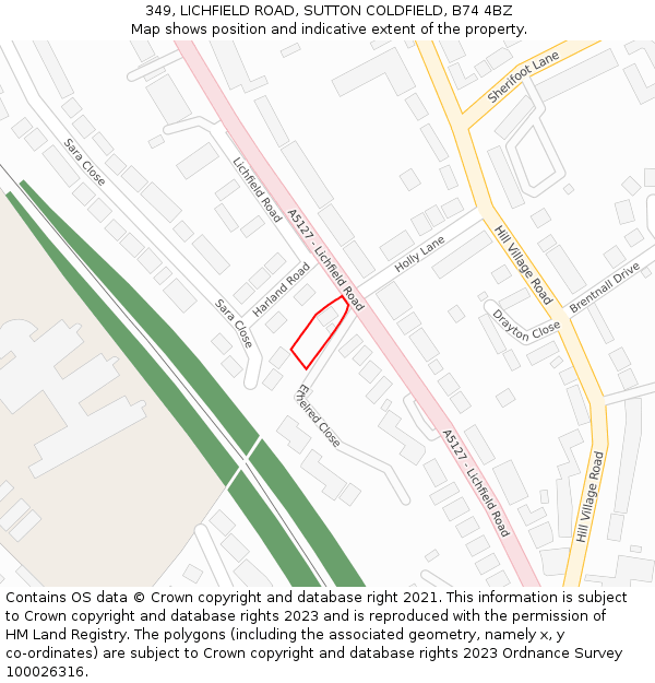 349, LICHFIELD ROAD, SUTTON COLDFIELD, B74 4BZ: Location map and indicative extent of plot