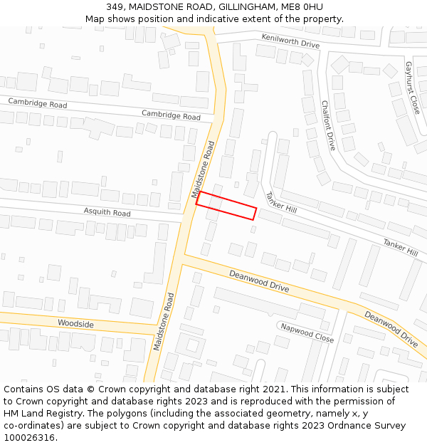 349, MAIDSTONE ROAD, GILLINGHAM, ME8 0HU: Location map and indicative extent of plot