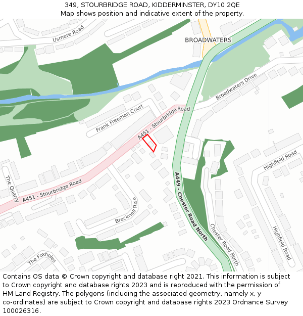 349, STOURBRIDGE ROAD, KIDDERMINSTER, DY10 2QE: Location map and indicative extent of plot