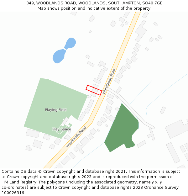 349, WOODLANDS ROAD, WOODLANDS, SOUTHAMPTON, SO40 7GE: Location map and indicative extent of plot