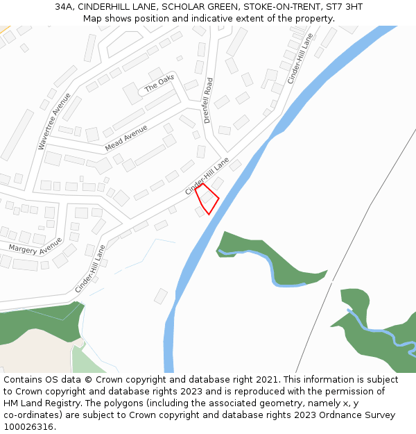 34A, CINDERHILL LANE, SCHOLAR GREEN, STOKE-ON-TRENT, ST7 3HT: Location map and indicative extent of plot