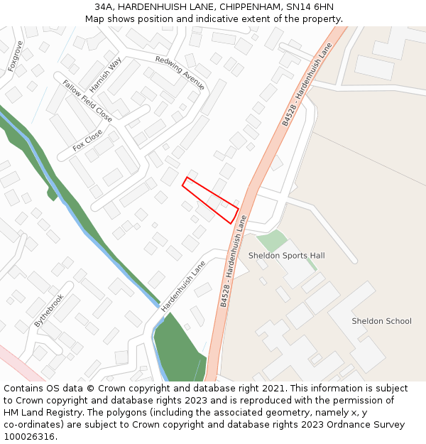 34A, HARDENHUISH LANE, CHIPPENHAM, SN14 6HN: Location map and indicative extent of plot