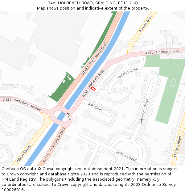 34A, HOLBEACH ROAD, SPALDING, PE11 2HQ: Location map and indicative extent of plot