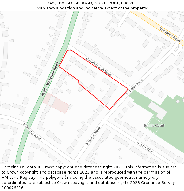 34A, TRAFALGAR ROAD, SOUTHPORT, PR8 2HE: Location map and indicative extent of plot