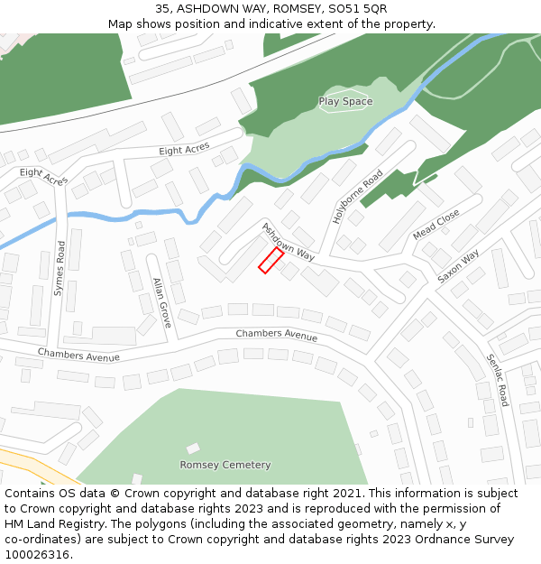 35, ASHDOWN WAY, ROMSEY, SO51 5QR: Location map and indicative extent of plot