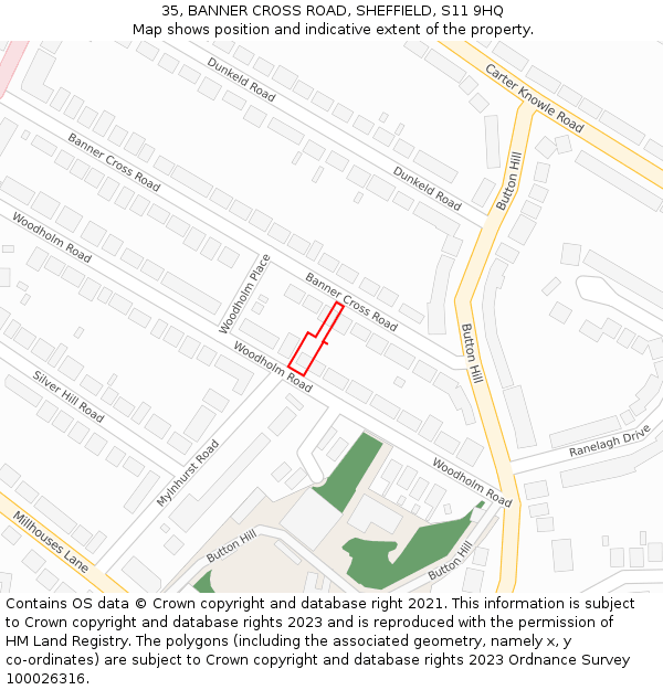 35, BANNER CROSS ROAD, SHEFFIELD, S11 9HQ: Location map and indicative extent of plot