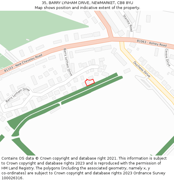 35, BARRY LYNHAM DRIVE, NEWMARKET, CB8 8YU: Location map and indicative extent of plot