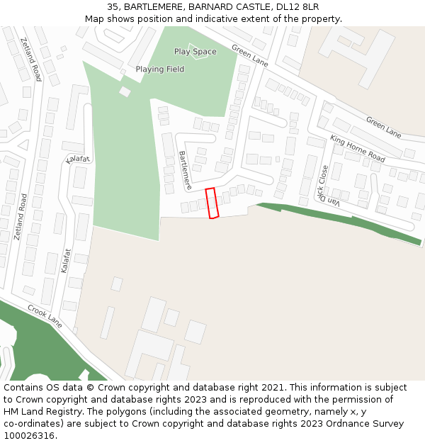 35, BARTLEMERE, BARNARD CASTLE, DL12 8LR: Location map and indicative extent of plot