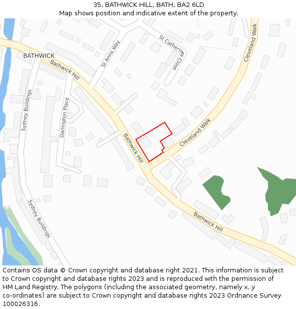 35, BATHWICK HILL, BATH, BA2 6LD: Location map and indicative extent of plot