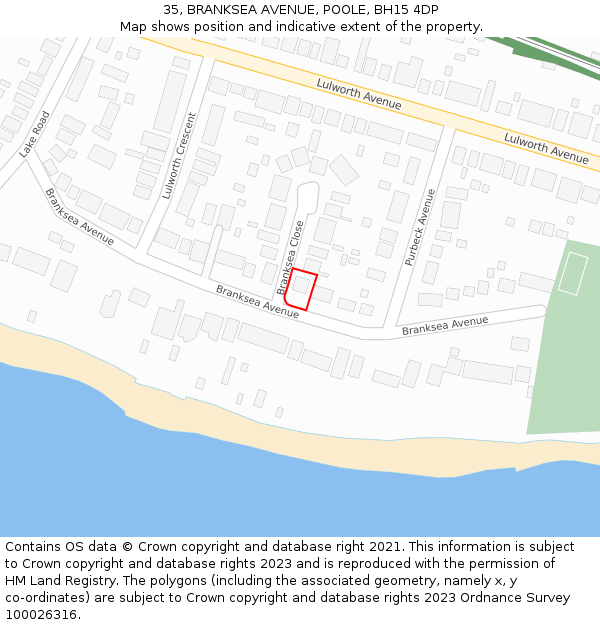 35, BRANKSEA AVENUE, POOLE, BH15 4DP: Location map and indicative extent of plot