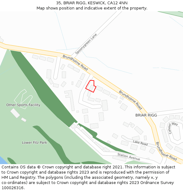 35, BRIAR RIGG, KESWICK, CA12 4NN: Location map and indicative extent of plot