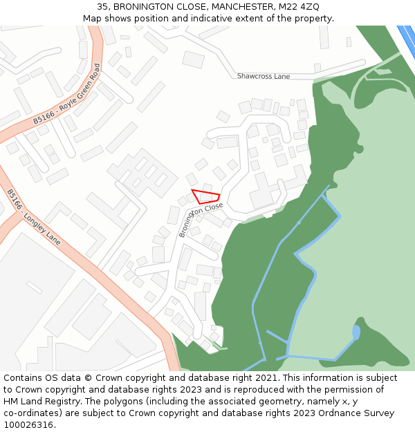 35, BRONINGTON CLOSE, MANCHESTER, M22 4ZQ: Location map and indicative extent of plot