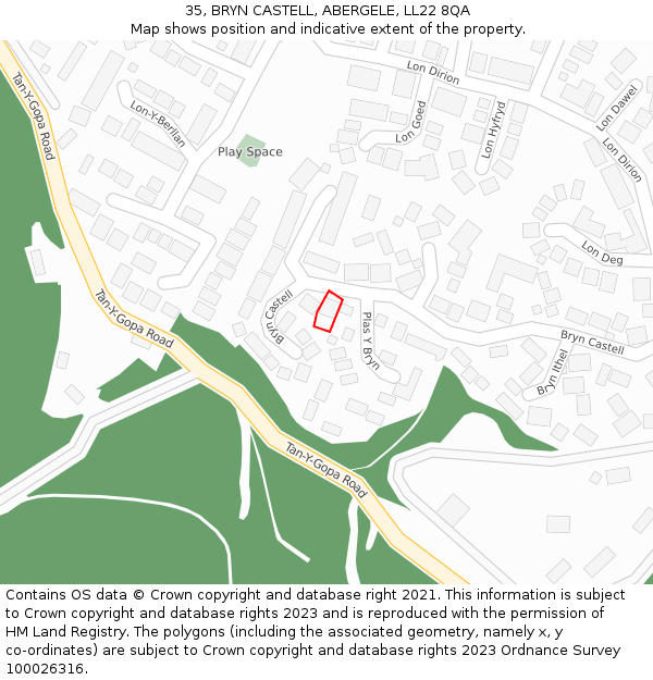 35, BRYN CASTELL, ABERGELE, LL22 8QA: Location map and indicative extent of plot